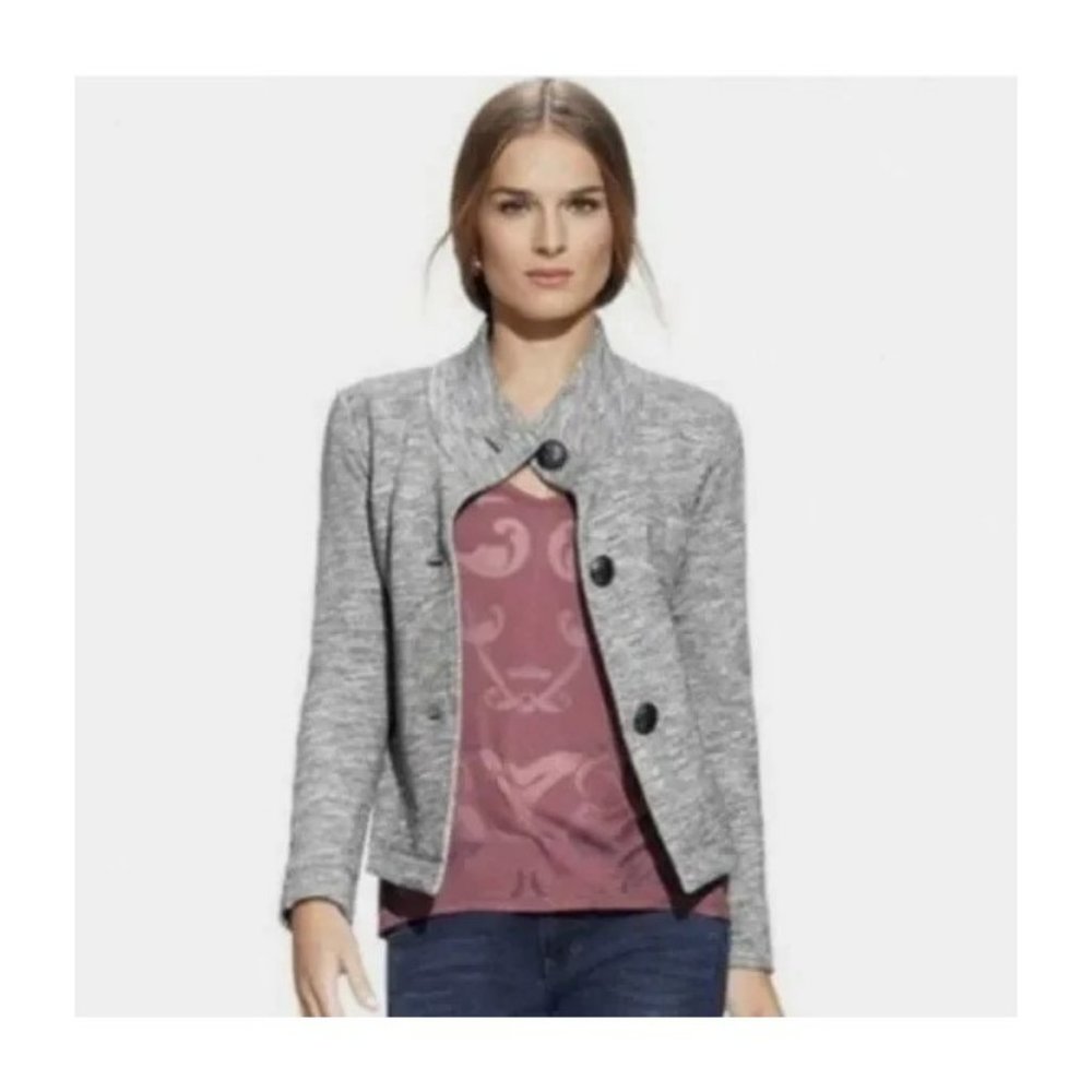 Cabi Grey Fleece Button Jacket